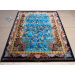 Zar-o-nim Qom Carpet Handmade Forty parrots Design All Silk