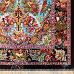 Zar-o-Nim Qom Carpet Handmade flower and bird Design All Wool