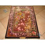 Mat Qom Carpet Handmade Flower and Bird Design All Silk