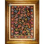 Tableau Carpet Handwoven Qom flower and bird Design all Silk