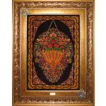 Tableau Carpet Handwoven Qom Flower pendant Design all Silk