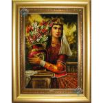 Tableau Carpet Handwoven Tabriz Qajar girl  Design