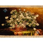 Tableau Carpet Handwoven Tabriz White tulip Design