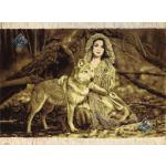 Tableau Carpet Handwoven Tabriz Wolf Girl Design