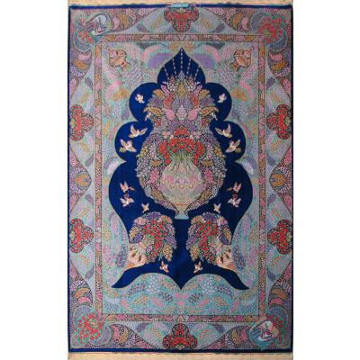 Six meters Qom Carpet Handmade Flower pot Design All Silk