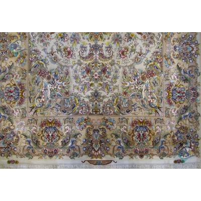 Rug Tabriz Carpet Handmade Khatibi Design Silk & Softwool