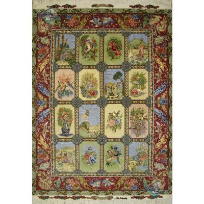 Rug Tabriz Carpet Handmade Golestan Design Silk & Soft Wool