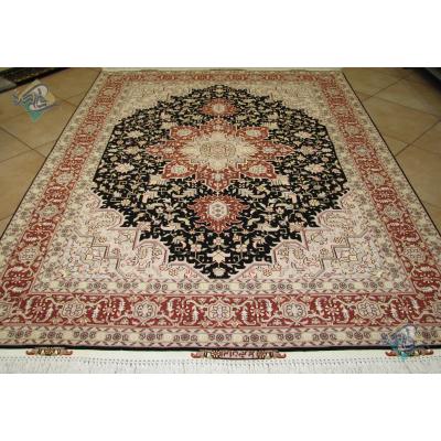 Pair Rug Tabriz Handwoven Carpet Heris Design