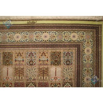 Rug Qom Carpet Handmade Brick Design