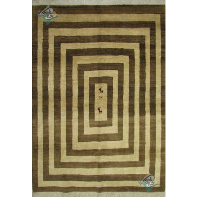 قالیچه دستباف گبه شیرازی پشم دستریس رنگ طبیعی