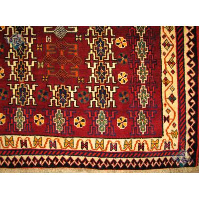 قالیچه دستباف قشقایی تمام پشم دستریس طرح هندسی