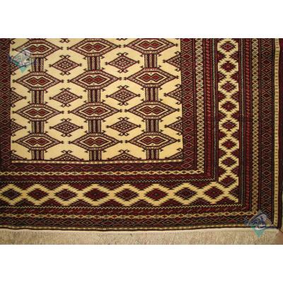 قالیچه دستباف ترکمن نقشه هندسی چله ابریشم