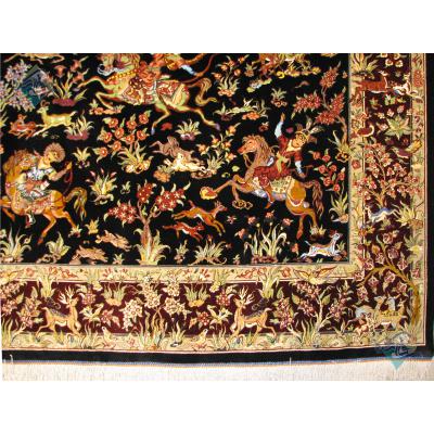Rug Qom Carpet Handmade Hunting ground Design All Silk