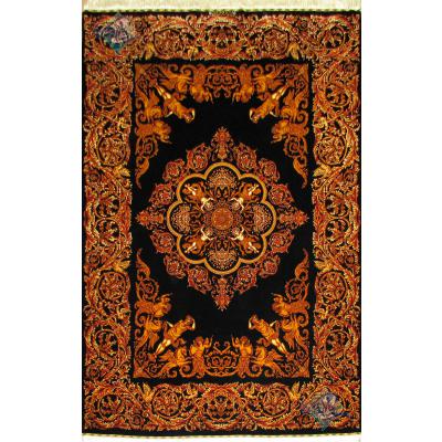 Rug Qom Carpet Handmade Versace Design all Silk