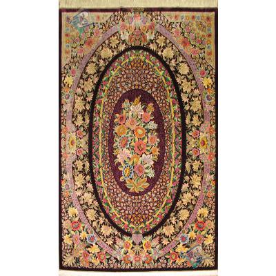 Rug Qom Carpet Handmade Golestan Design all Silk