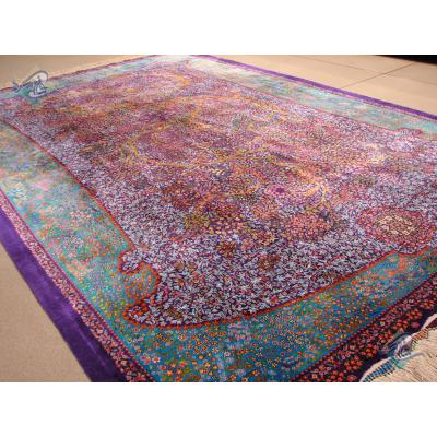 Rug Qom Carpet Handmade life Tree Design all Silk