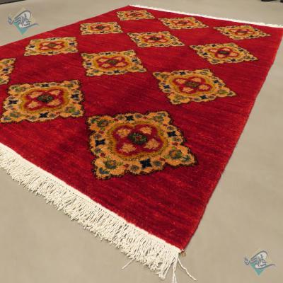 قالیچه دستباف قشقایی شیراز رنگ گیاهی طرح کتیبه ای