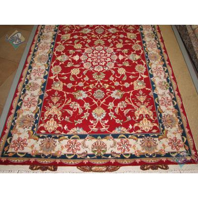 Pair Zar-o-nim Tabriz carpet Handmade Shiva Design