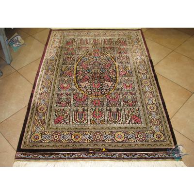 Zar-o-nim Qom Carpet Handmade Complete Silk