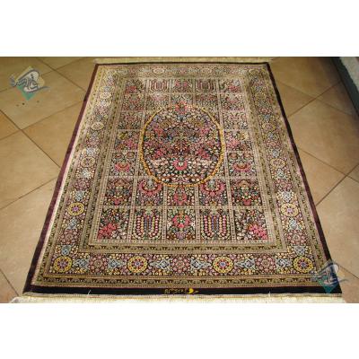 Zar-o-nim Qom Carpet Handmade Complete Silk