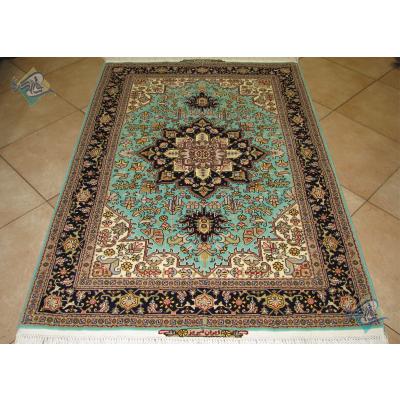Zar-o-nim Tabriz Carpet Handmade Heris  Design Silk & Softwool
