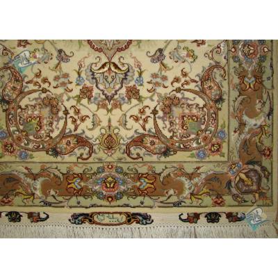 Zar-o-nim Tabriz Handwoven Carpet Khatibi Design 