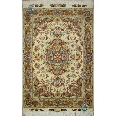 Zar-o-nim Tabriz Handwoven Carpet Khatibi Design 