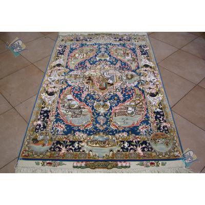 Pair Zar-o-nim Tabriz Handwoven Carpet Mirzai Design