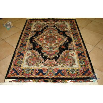 Zar-o-nim Tabriz Handwoven Carpet Khatibi Design