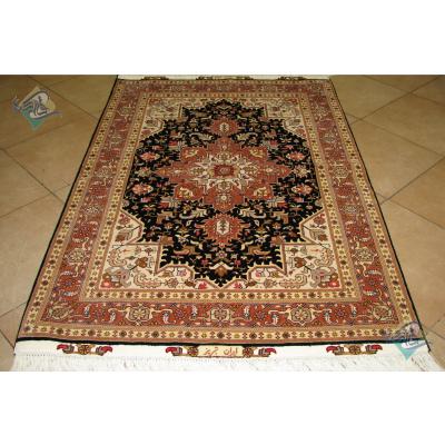 Pair Zar-o-nim Tabriz Handwoven Carpet Heriz Design
