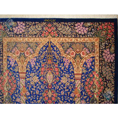 Zar-o-nim Qom Handwoven Altar of mosque Design All Silk