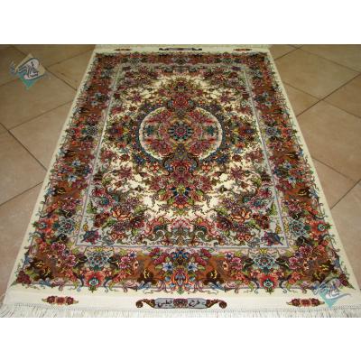 Pair Zar-o-nim Tabriz Carpet Handmade Khatibi Design
