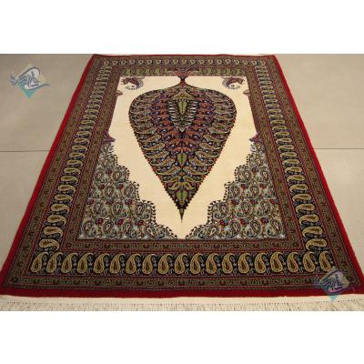 Zar-o-nim Qom Carpet Handmade Cedar Design