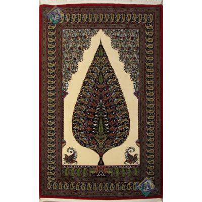 Zar-o-nim Qom Carpet Handmade Cedar Design