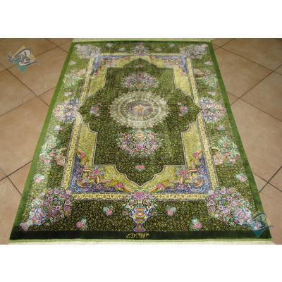 Zar-o-Nim Qom Carpet Handmade Bergamot Design