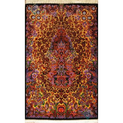 Zar-o-Charak Qom Carpet Handmade Flowers Design
