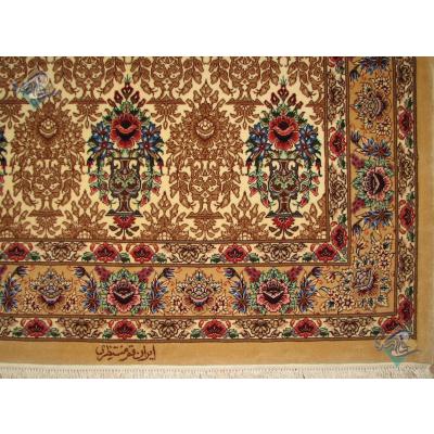 Zar-o-Nim Qom Carpet Handmade Flower Fot Design