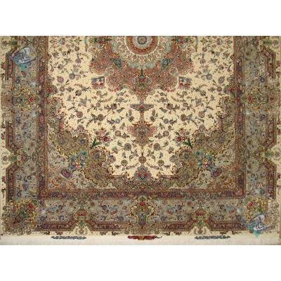 Qom Tableau Carpet Flowers All Silk