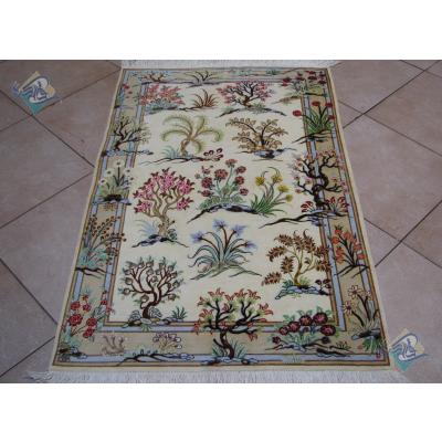 Zarocharak Qom Carpet Handmade complete Silk Tree Design
