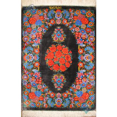 Mat Qom Carpet Handmade complete Silk Rose Design  