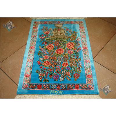 Mat Qom Carpet Handmade complete Silk Flower Pot Design