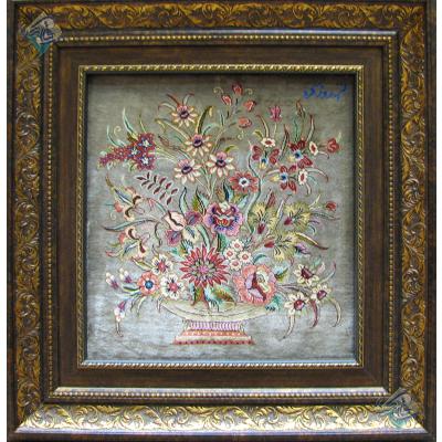 Tableau Carpet Handwoven Qom Antique Flowers Design