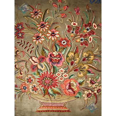 Tableau Carpet Handwoven Qom Antique Flowers Design