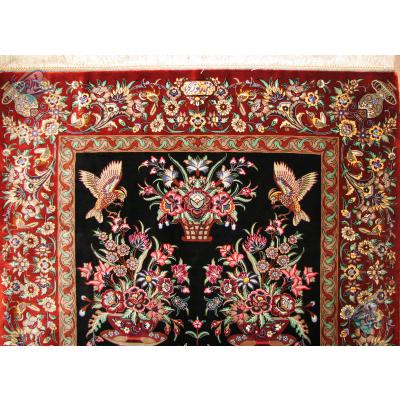 Zar-o-Charak Qom Handwoven Flower Design Complete Silk