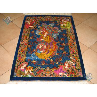 Zar-o-charak Carpet Handwoven Qom Miniature Design