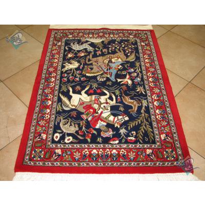 Zar-o-charak Carpet Handwoven Qom Hunting ground Design
