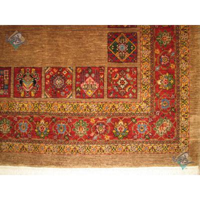 قالی مربع دستباف قشقایی شیراز تمام پشم دستریس رنگ گیاهی