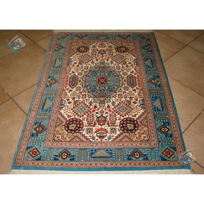 Zar-o-charak Carpet Handwoven Qom Geometric Design