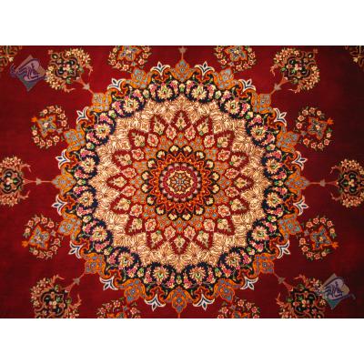 Square Carpet Qom Handwoven Bergamot Design All Silk