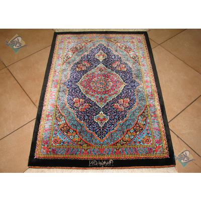 Mat Qom Carpet Handmade Bergamot Design All Silk